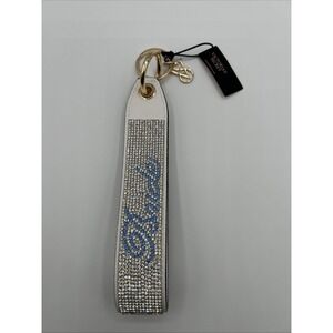 Victoria's Secret Rhinestone Bride Keychain Bag Charm Wristlet Strap White Gold